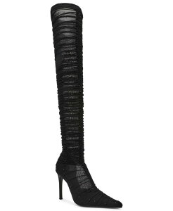 �X�e�B�[�u �}�f�� ���f�B�[�X �V���[�Y �p���v�X ���b�V�� �u�[�c Steve Madden Women's Rashida Rhinestone Mesh Over-the-Knee Stiletto Dress Boots Black Mesh �u���b�N