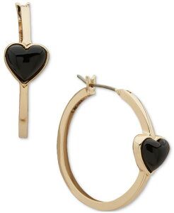 _i L j[[N fB[X ANZT[ sAXECO DKNY Gold-Tone Black Heart Stone Small Hoop Earrings 0.85" JET ubN