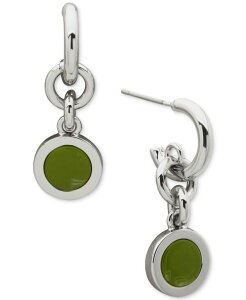 _i L j[[N fB[X ANZT[ sAXECO DKNY Silver-Tone Inlay Link Green Double Drop Earrings Green O[
