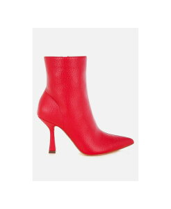 �����h�����O ���f�B�[�X �V���[�Y �u�[�c�E���C���u�[�c ���U�[ �q�[�� London Rag Farnak Pleather Spool Heel Boots Women Red ���b�h