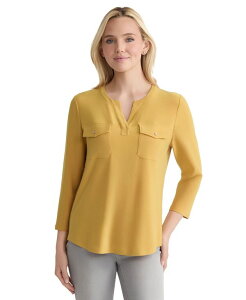 �W���[���Y�j���[���[�N ���f�B�[�X �g�b�v�X �V���c �j�b�g Jones New York Women's Solid 3/4-Sleeve Flap-Pocket Knit Top Jonagold