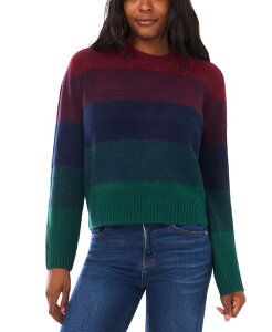 ���B���X�J���[�g ���f�B�[�X �A�E�^�[ �j�b�g�E�Z�[�^�[ �Z�[�^�[ Vince Camuto Women's Stripe Long Sleeve Sweater Earth Red ���b�h