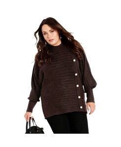 �A�x�j���[ ���f�B�[�X �A�E�^�[ �j�b�g�E�Z�[�^�[ �A�V�����g���[ �Z�[�^�[ �j�b�g AVENUE Women's Beata Asymmetrical Button Knit Sweater Espresso
