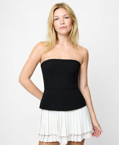 t`RlNV fB[X gbvX s[X ~js[X ~j XgbvX French Connection Women's Azra Strapless Pleat Mini Dress Black-Porcelain Cream N[