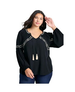 �A�x�j���[ ���f�B�[�X �g�b�v�X �V���c �h�J AVENUE Women's Isabelle Embroidered Top Black �u���b�N