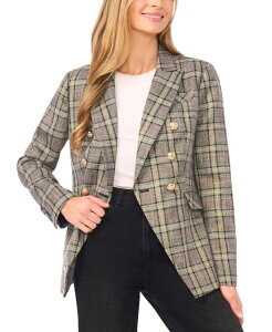 �Z�Z ���f�B�[�X �A�E�^�[ �W���P�b�g�E�u���]�� �u���U�[ CeCe Women's Button Front Double-Breasted Plaid Blazer Dark Olive �I���[�u