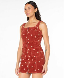 ���L�V�[ ���f�B�[�X �g�b�v�X �����s�[�X �R�[�f�����C �h�J Roxy Women's Square Neck Sami Embroidered Corduroy Dress Cinnabar Sol Searcher Ditsy