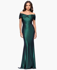 �x�b�c�B�A���h�A�_�� ���f�B�[�X �g�b�v�X �����s�[�X Betsy & Adam Women's Long Off-The-Shoulder Gown Black Emerald �u���b�N