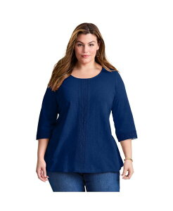 �A�x�j���[ ���f�B�[�X �g�b�v�X �V���c AVENUE Women's Crochet Trim Tunic Evening blue �u���[