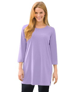 �E�[�}�� �E�B�Y�C�� ���f�B�[�X �g�b�v�X �V���c Woman Within Women's Within Perfect Three-Quarter-Sleeve Scoopneck Tunic Soft iris
