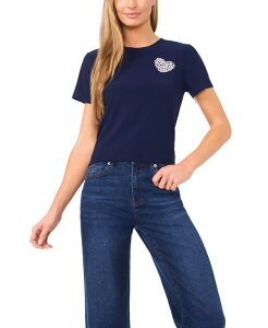 ZZ fB[X gbvX Vc TVc CeCe Women's Pull-On Heart Applique T-Shirt Classic Navy lCr[