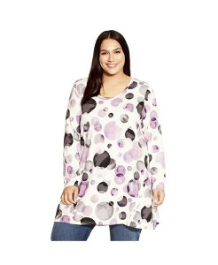 �A�x�j���[ ���f�B�[�X �g�b�v�X �V���c AVENUE Women's Leisure Button Tunic Purple floating spot �p�[�v��