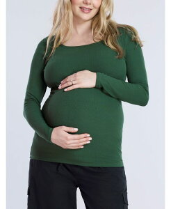 �}�U�[�t�b�h�}�^�j�e�B�[ ���f�B�[�X �g�b�v�X �V���c ���u�j�b�g T�V���c �j�b�g Motherhood Maternity Maternity Square Neck Rib Knit Long Sleeve Tee - Motherhood Deep depths