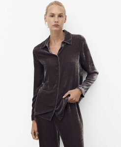 }S fB[X A_[EFA iCgEFA xxbg Vc VN MANGO Women's Silk Velvet Pajama Shirt Blackberry