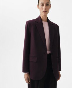 �}���S ���f�B�[�X �A�E�^�[ �W���P�b�g�E�u���]�� �E�[�� �W���P�b�g MANGO Women's Selection Wool-Blend Suit Jacket Maroon �}���[��