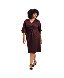 �A�x�j���[ ���f�B�[�X �g�b�v�X �����s�[�X �g�[�� �j�b�g AVENUE Women's Anastasia Metallic Knit Tie Front Dress Rich burgundy �o�[�K���f�B