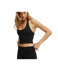 RbgI fB[X gbvX Vc COTTON ON Women's Active Ultra Soft Halter Neck Tank Black