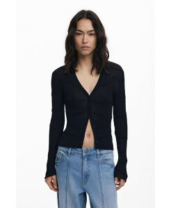 �f�W�O�A�� ���f�B�[�X �A�E�^�[ �j�b�g�E�Z�[�^�[ �J�[�f�B�K�� Desigual Women's Fitted textured cardigan Black �u���b�N