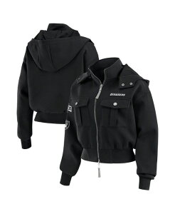 EFA oC G Ah[Y fB[X AE^[ WPbgEu] Nbvh WPbg WEAR by Erin Andrews Women's Black Las Vegas Raiders Patch Pocket Cropped Full-Zip Bomber Jacket Black ubN