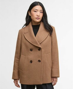 ouA[ fB[X AE^[ WPbgEu] R[g Barbour Women's Indie Double-Breasted Peacoat Camel/Hessian Tartan L