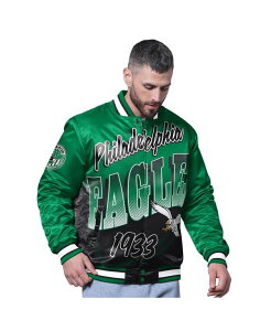 X^[^[ Y AE^[ WPbgEu] WPbg Starter Men's Kelly Green Philadelphia Eagles Retro Pass Rush Varsity Full-Snap Jacket Kelly Green O[