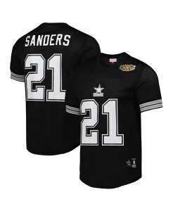 �~�b�`�F��&�l�X �����Y �g�b�v�X �V���c ���b�V�� Mitchell & Ness Men's Deion Sanders Black Dallas Cowboys Retired Player Name Number Mesh Top Black �u���b�N