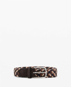 }S Y ANZT[ xg MANGO Men's Braided Elasticolored Belt Medium Brown uE