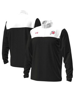A_[A[}[ Y AE^[ p[J[EXEFbg Vc Under Armour Men's Black/White Utah Utes Green Blocked Quarter-Zipullover Sweatshirt Black White zCg