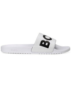 �q���[�S�{�X �����Y �V���[�Y �X���b�|���E���[�t�@�[ �T���_�� Hugo Boss Men's Aryeh Slip-On Slide Sandals White �z���C�g