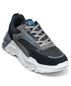 �J�[�� ���K�[�t�F���h �����Y �V���[�Y �X�j�[�J�[ KARLAGERFELD PARIS Men's Patent Detail Sneakers Gray �O���[