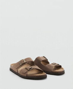 }S Y V[Y T_ U[ MANGO Men's Buckles Leather Sandals Medium Brown uE