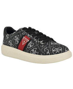 QX Y V[Y Xj[J[ [X GUESS Men's Caffen Branded Lace-Up Casual Sneakers Black Logo Multi ubN