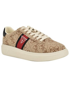 QX Y V[Y Xj[J[ [X GUESS Men's Caffen Branded Lace-Up Casual Sneakers Tan Logo Multi ^