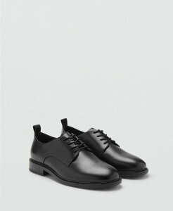 �}���S �����Y �V���[�Y �I�b�N�X�t�H�[�h ���U�[ MANGO Men's Oxford Styleather Shoes Black �u���b�N