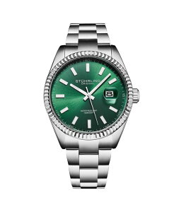 �X�g�D�[�����O ���f�B�[�X �A�N�Z�T���[ �r���v T�V���c Stuhrling Vanguard 4069 Men �f s Quartz Watch 42mm Green Dial Stainlessteel Bracelet Fluted Bezel Date 100M Wateresistant Green �O���[��