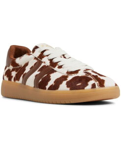�A���h ���f�B�[�X �V���[�Y �X�j�[�J�[ ���[�X ALDO Women's Chic Sneaker Lace-Up Athletic Sneakers Brown Pony Hair/Cow Print Multi �u���E��