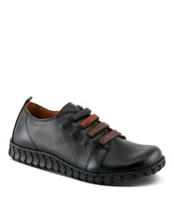 �X�v�����O�X�e�b�v ���f�B�[�X �V���[�Y �p���v�X ���[�X ���U�[ Spring Step Emmalina Leather Slip-On Shoe with Removable Insole and No-Tielastic Laces Black �u���b�N