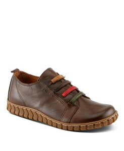 �X�v�����O�X�e�b�v ���f�B�[�X �V���[�Y �p���v�X ���[�X ���U�[ Spring Step Emmalina Leather Slip-On Shoe with Removable Insole and No-Tielastic Laces Brown �u���E��