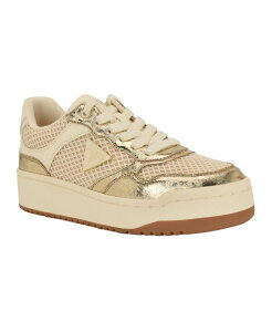 QX fB[X V[Y Xj[J[ vbgtH[ [X GUESS Women's Miram Lace-Uplatform Court Sneakers Gold Mesh S[h