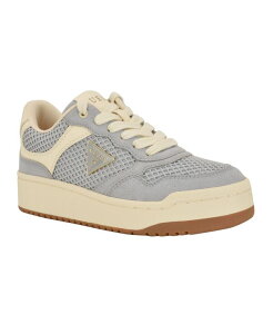 QX fB[X V[Y Xj[J[ vbgtH[ [X GUESS Women's Miram Lace-Uplatform Court Sneakers Grey Mesh O[