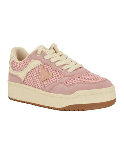 QX fB[X V[Y Xj[J[ vbgtH[ [X GUESS Women's Miram Lace-Uplatform Court Sneakers Pink Mesh sN