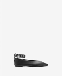 �}���S ���f�B�[�X �V���[�Y �p���v�X MANGO Women's Eyelet Strap Ballet Flats Black �u���b�N