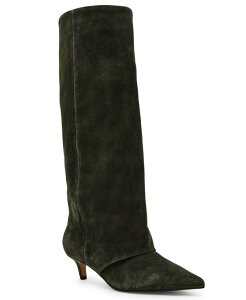 XeB[u }f fB[X V[Y pvX u[c q[ Steve Madden Women's Luca Slouchy Kitten-Heel Dress Boots Regular & Wide Calf Olive Suede I[u