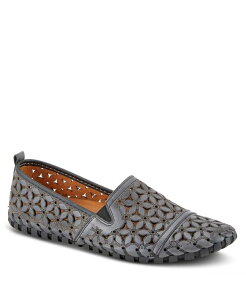 XvOXebv fB[X V[Y pvX t[ U[ [t@[ t[ Spring Step Flowerflow Laser-Cut Leather Loafer with Floral Detailing and Flexible Sole Charcoal `R[