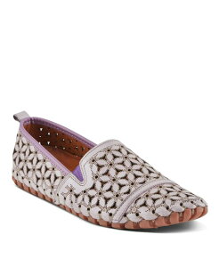 XvOXebv fB[X V[Y pvX t[ U[ [t@[ t[ Spring Step Flowerflow Laser-Cut Leather Loafer with Floral Detailing and Flexible Sole Lavender x_[