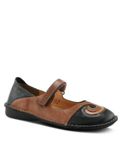 �X�v�����O�X�e�b�v ���f�B�[�X �V���[�Y �p���v�X �R���g���X�g ���U�[ Spring Step COSMIC Leather Mary Jane Flats withook-and-Loop Strap and Contrastitching Black �u���b�N