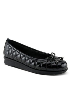 �X�v�����O�X�e�b�v ���f�B�[�X �V���[�Y �p���v�X �L���e�B���O ���U�[ Spring Step Ballequina Quilted Leather Ballet Flat with Bow Detail and Removable Insole Black patent �u���b�N