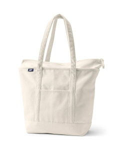 �����Y�G���h ���f�B�[�X �g�b�v�X �V���c Lands' End Large 5 Pocket Zip Top Long Handle Canvas Tote Bag Natural/natural