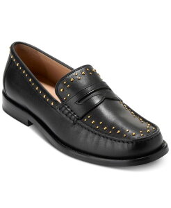 �R�[���n�[�� ���f�B�[�X �V���[�Y �p���v�X ���[�t�@�[ Cole Haan Women's Lana Lux Penny Remastered Loafers Black Leather Gold Studs �u���b�N