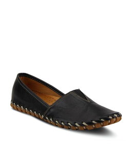 XvOXebv fB[X V[Y pvX U[ Spring Step Kathaleta Leather Slip-On Comfort Flats with V-Elastic Notch Arch Support & Removable Insole Black ubN